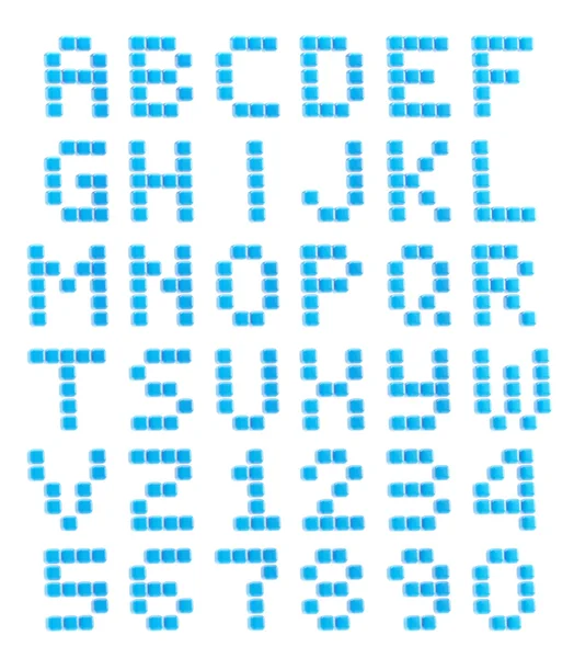Α-ω αλφάβητο και αριθμοί φιαγμένοι από κύβους — Φωτογραφία Αρχείου