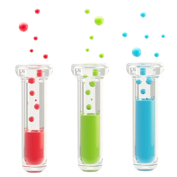 Set of three RGB test-tubes isolated on white — Stock Photo, Image