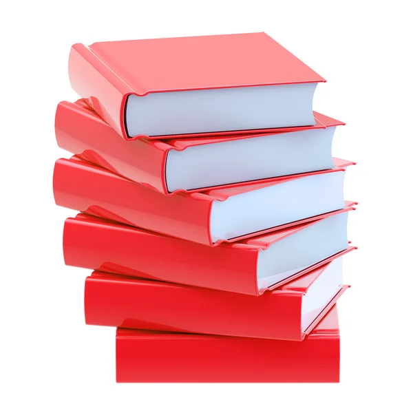Stapel rode glanzende boeken geïsoleerd — Stockfoto