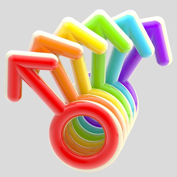 Emblema comunità gay fatto di segni maschili arcobaleno — Foto Stock
