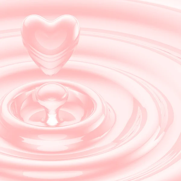 Gota líquida en forma de corazón en olas — Foto de Stock