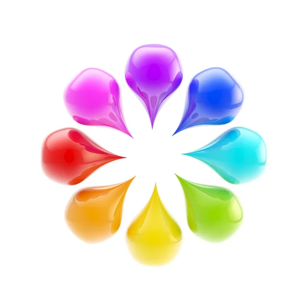Ornamento circular colorido feito de gotas de arco-íris — Fotografia de Stock