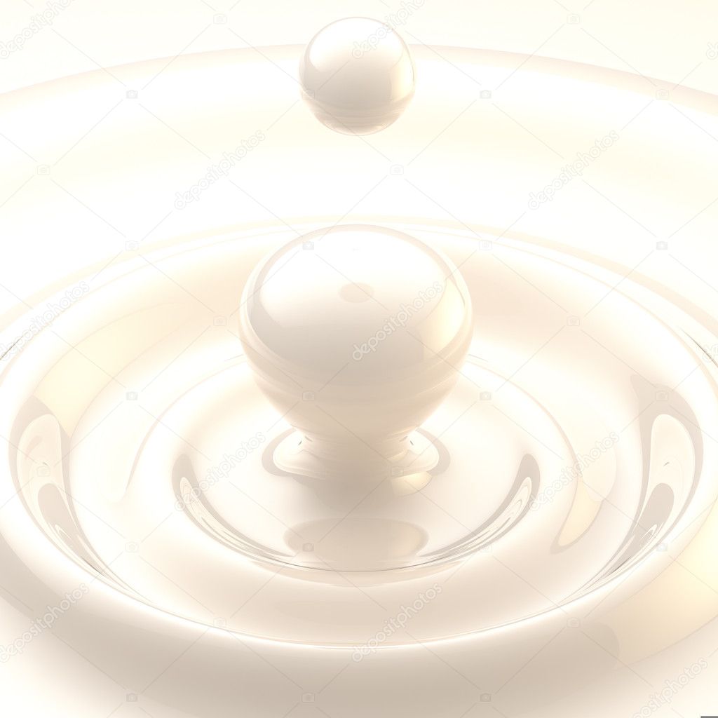 Light background: cream or milk liquid drop