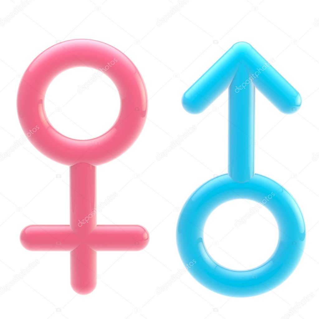 Male and female glossy signs isolated