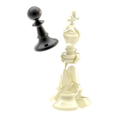 Collision of two black and white chess figures clipart