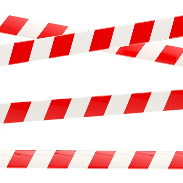Uppsättning av röda och vita blanka barriär band — Stockfoto