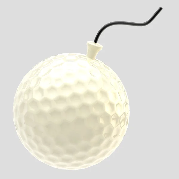 Bola de golfe brilhante como uma bomba isolada — Fotografia de Stock