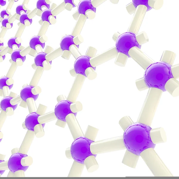 Esferas violetas como rede molecular ou social — Fotografia de Stock