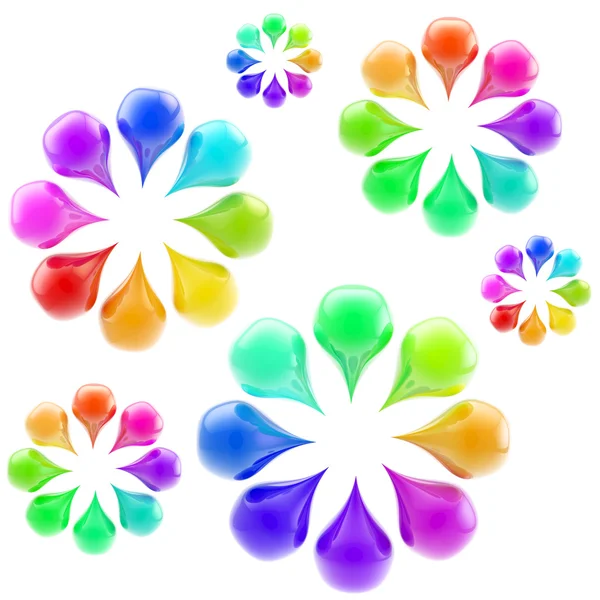 Glossy stylized flower icons isolated on white — Stock Photo, Image