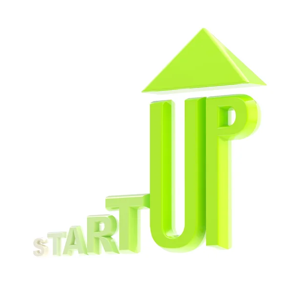 Start-up grün glänzend wachsenden Emblem isoliert — Stockfoto