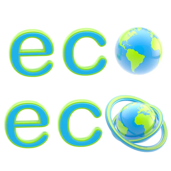 Ekologia ekologiczne emblemat znak z planety na białym tle — Zdjęcie stockowe