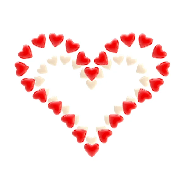 St. Valentine symbol made of hearts isolated — Stock Photo, Image