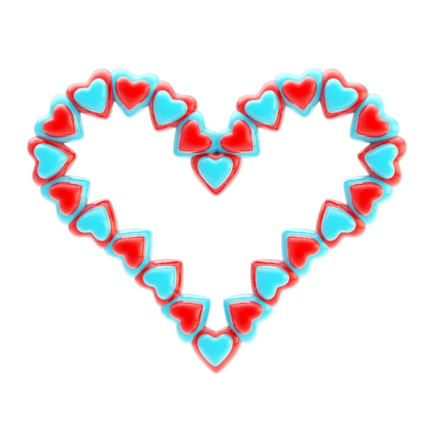 Símbolo de São Valentim feito de corações isolados — Fotografia de Stock