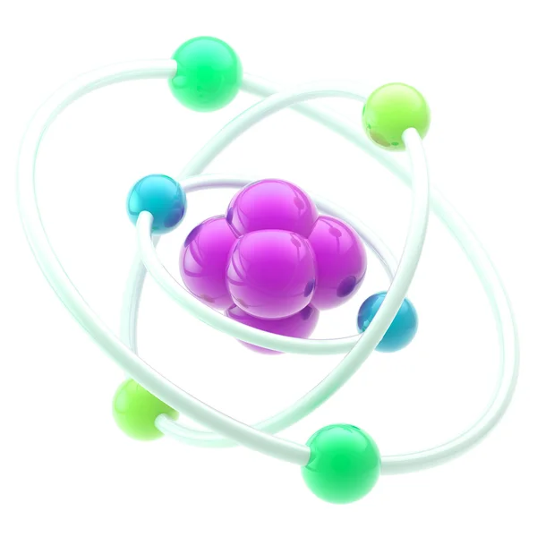 Emblema de la nanotecnología como estructura atómica —  Fotos de Stock