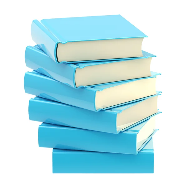 Stapel blauwe glanzende boeken geïsoleerd — Stockfoto