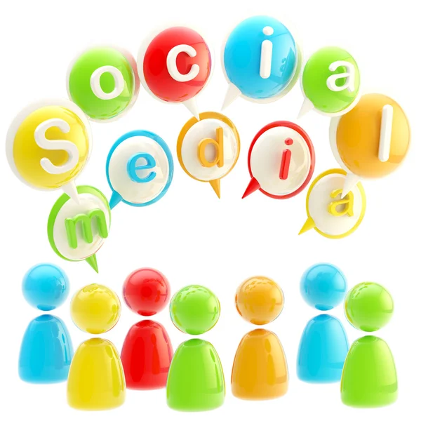 Médias sociaux emblème brillant coloré isolé — Photo