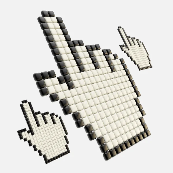 stock image Cursor made of three-dimensional plastic pixels