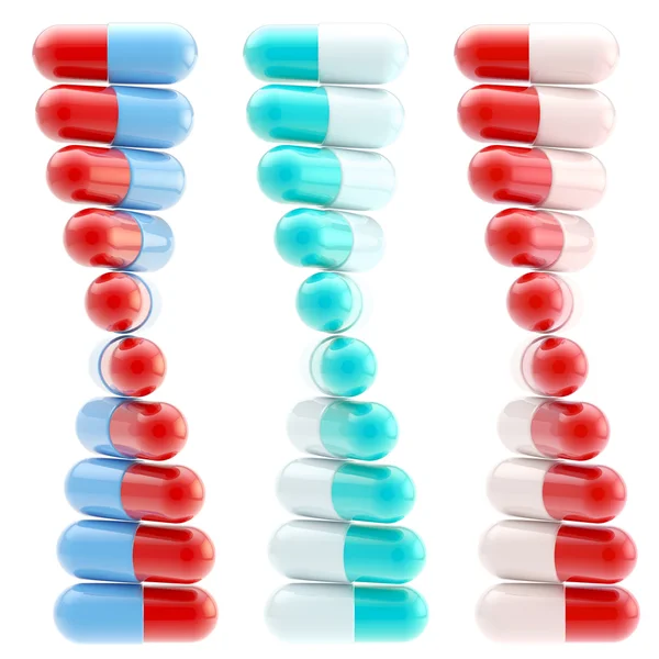 Twisted stacks of pills isolated on white — Stock Photo, Image