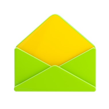 Blank green and yellow glossy envelope isolated clipart