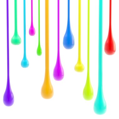 Rainbow glossy paint drop blobs isolated clipart