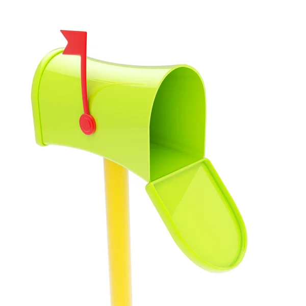 Błyszczący zielony postbox z tworzyw sztucznych — Zdjęcie stockowe
