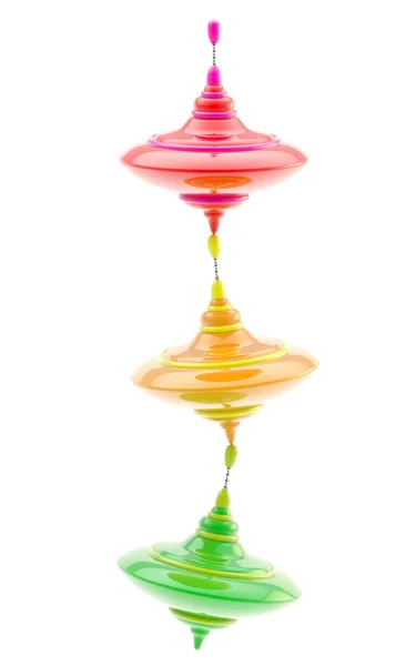 Three kinds of colorful glossy whirligigs — Stock Photo, Image