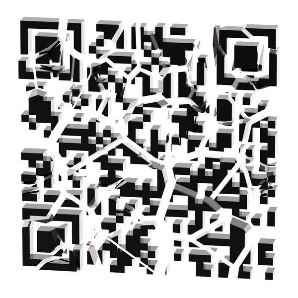 stock image QR code broken into black pieces isolated