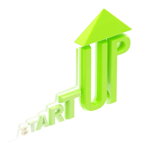 Startup word made as a growing stock graph — Stock Photo, Image