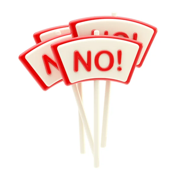 Group of bright glossy "No" plates isolated — Stock Photo, Image