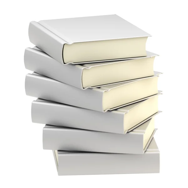 Pila di sei libri d'argento isolati — Foto Stock