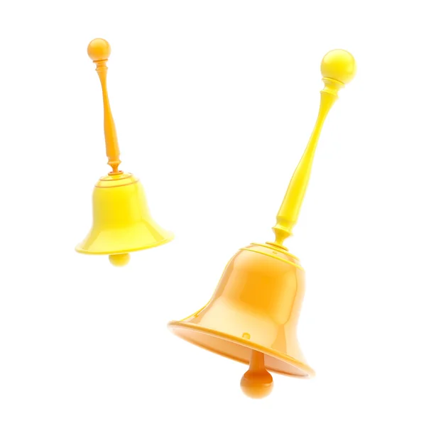 stock image Two glossy orange and yellow handbells isolated