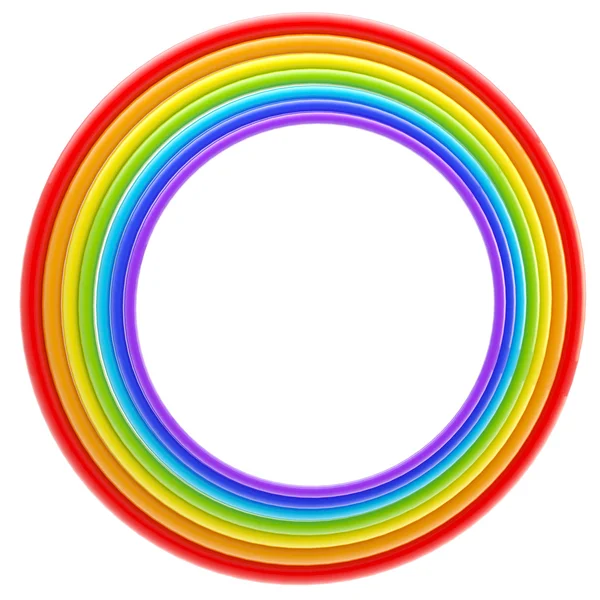 Abstrakt ram: regnbåge färgade ringar isolerade — Stockfoto