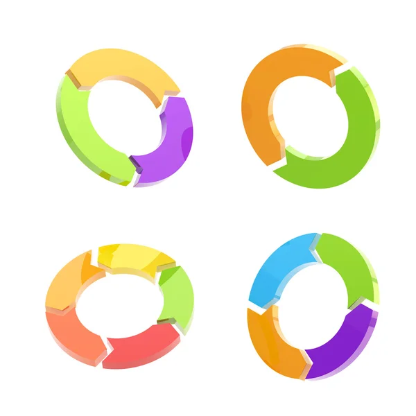Набор из четырех глянцевых круглой стрелки знаки изолированы — стоковое фото