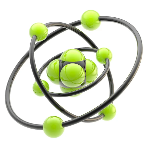 Emblema de la nanotecnología como estructura atómica Imagen De Stock
