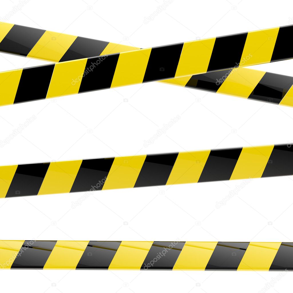 Black and yellow glossy barrier tapes isolated