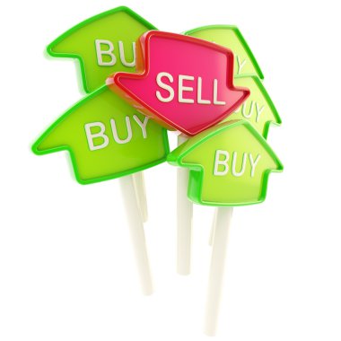 Sell plate in the middle of buy ones isolated clipart