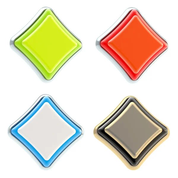 Conjunto de quatro botões de losango isolados — Fotografia de Stock