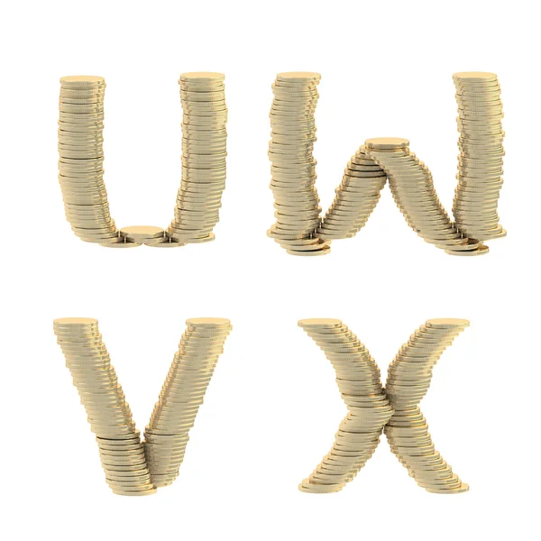 Abc alfabet symbole wykonane z monet — Zdjęcie stockowe
