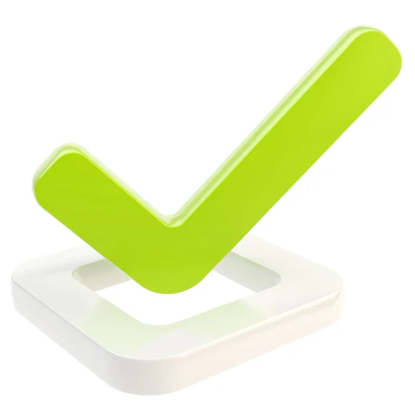 Yes done tick over check box isolated — Stock Photo, Image
