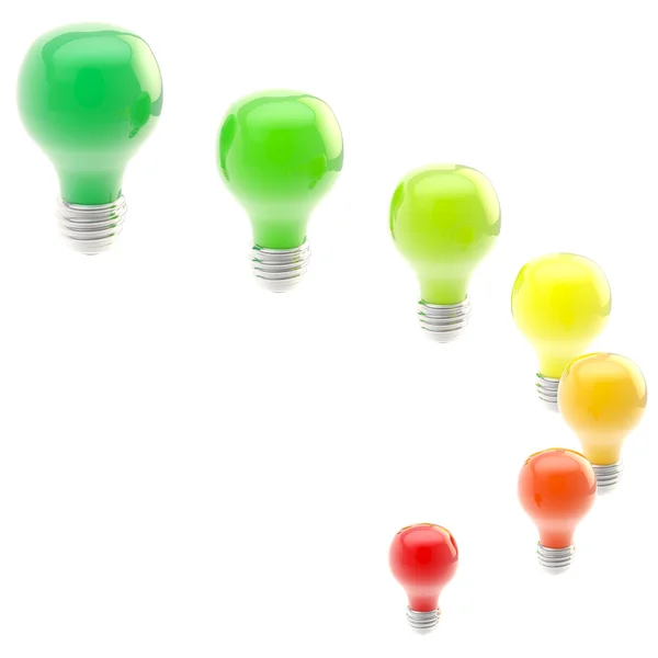 Níveis de eficiência energética como lâmpadas — Fotografia de Stock