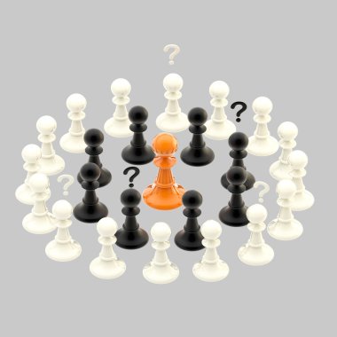 Interracial issues: chess pawns isolated on grey clipart