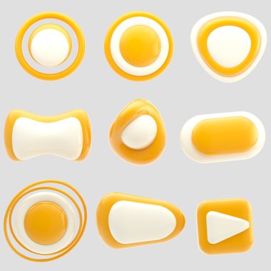 izole dokuz parlak turuncu ve beyaz düğmeler