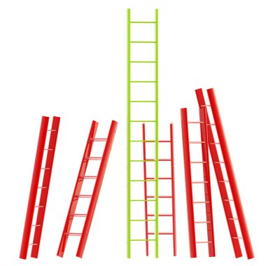 Red and green glossy ladder isolated clipart