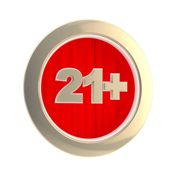 Åldersgräns (21) runda symbol isolerade — Stockfoto