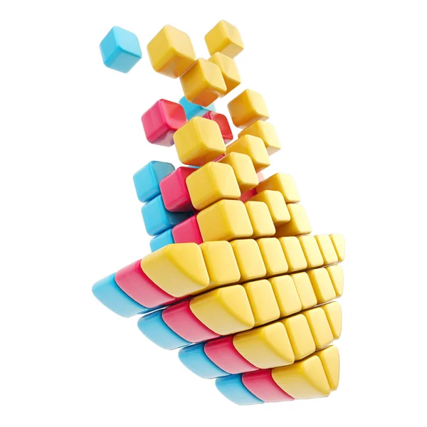 Pilsymbol gjord av glänsande kuber — Stockfoto