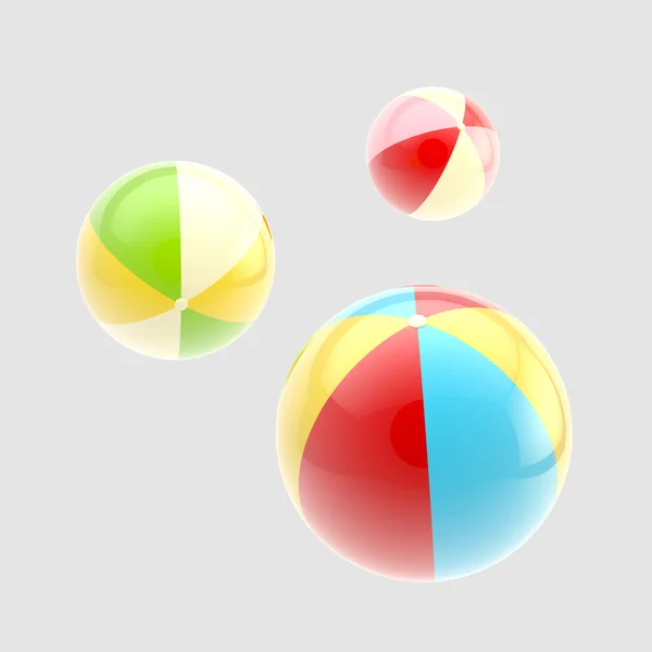 Tři lesklé barevné nafukovací koule, samostatný — Stock fotografie
