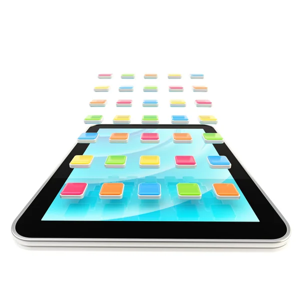 Computer pad mobile con applicazioni — Foto Stock