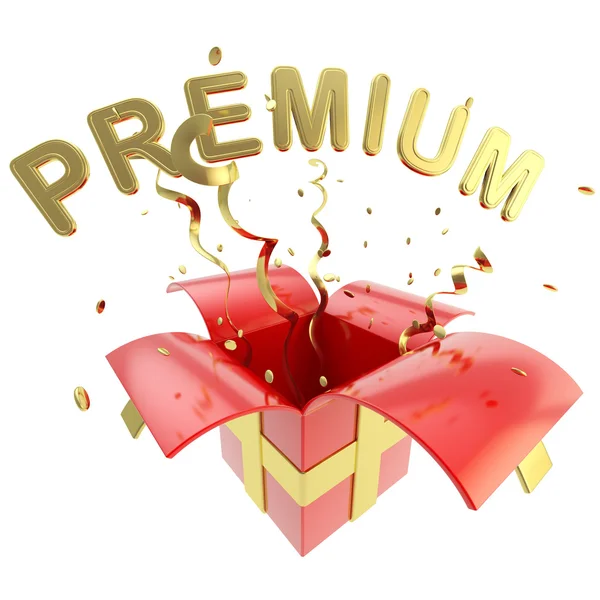 Palabra "premium" dentro de una caja de regalo —  Fotos de Stock