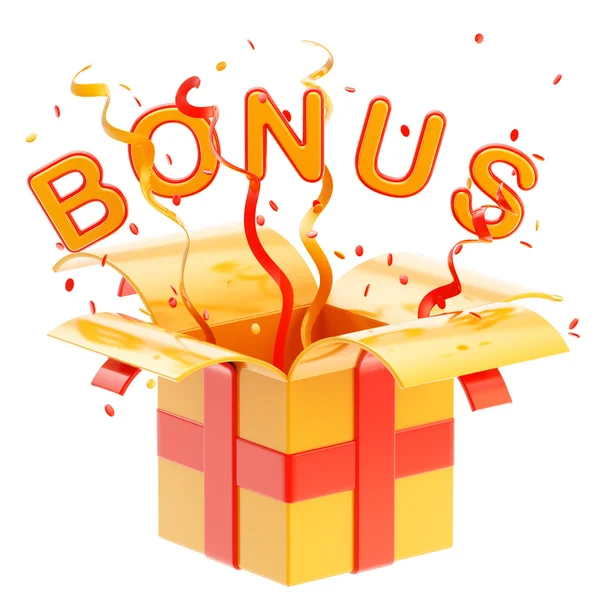 Word "bonus" inside a gift box — Stock Photo, Image