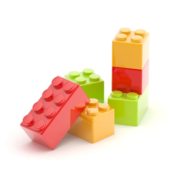 Hračky výstavby cihlové bloky na bílém — Stock fotografie